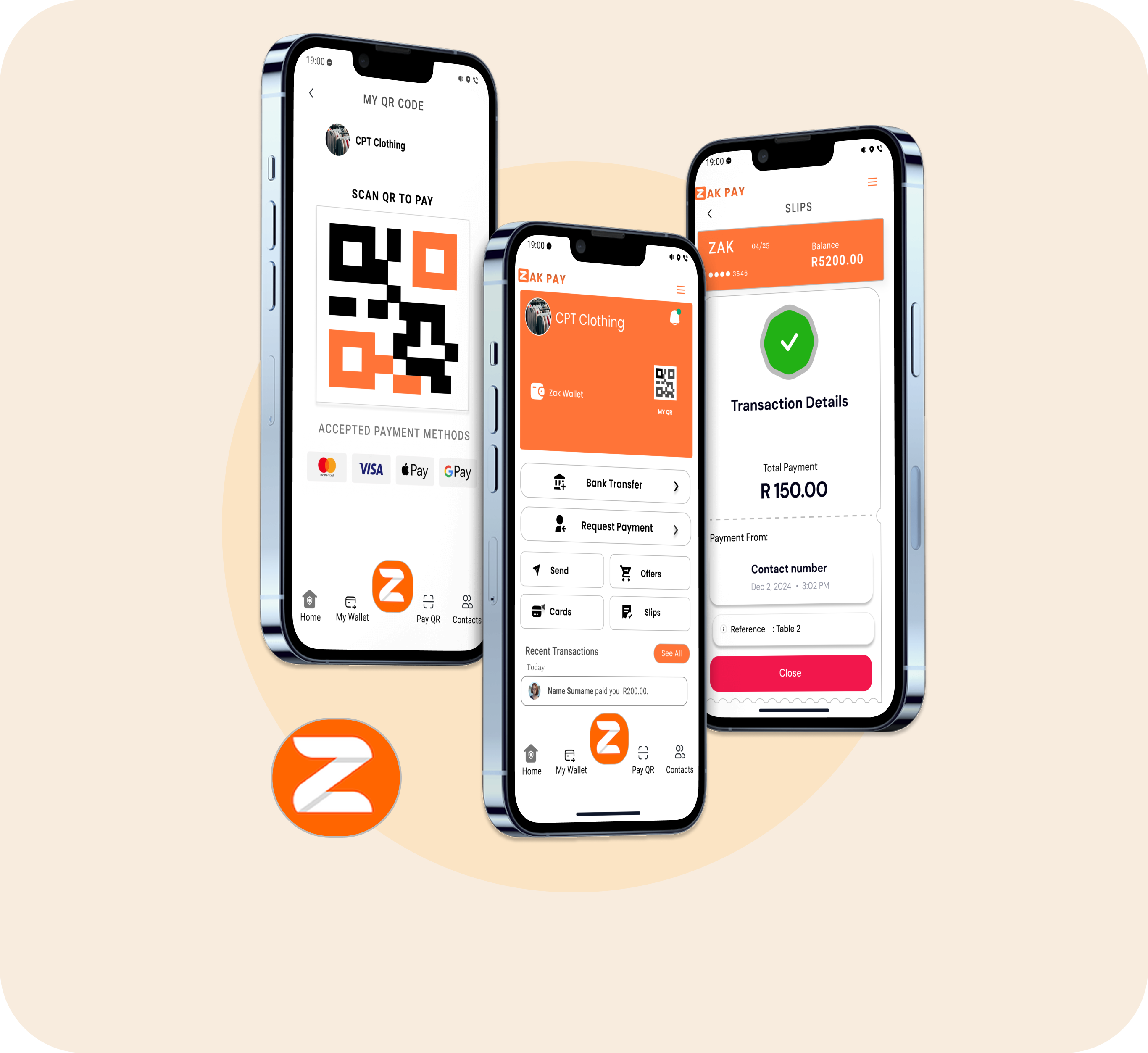 Mobile app screens